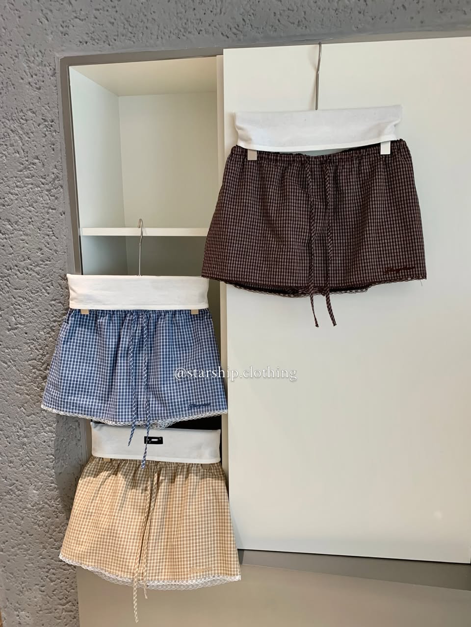 Drawstring Checkered Skort