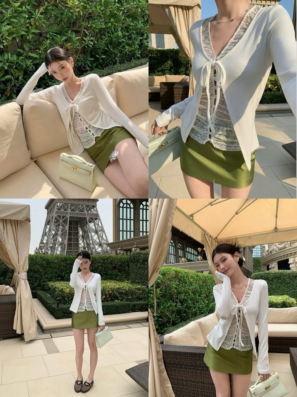 Lace Attached Two-piece Long Sleeve Blouse