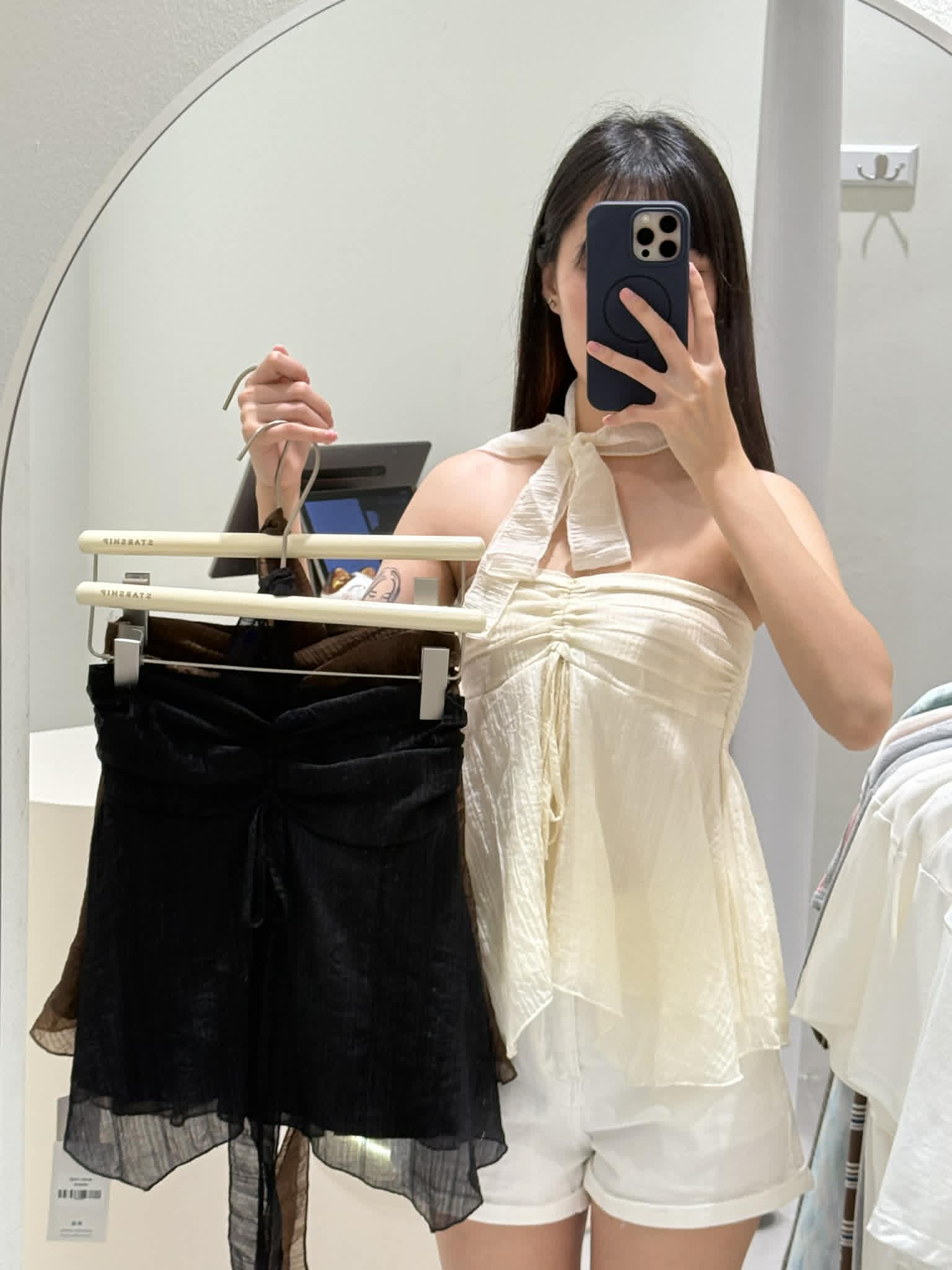 Mesh Tube Top & Neck Tie