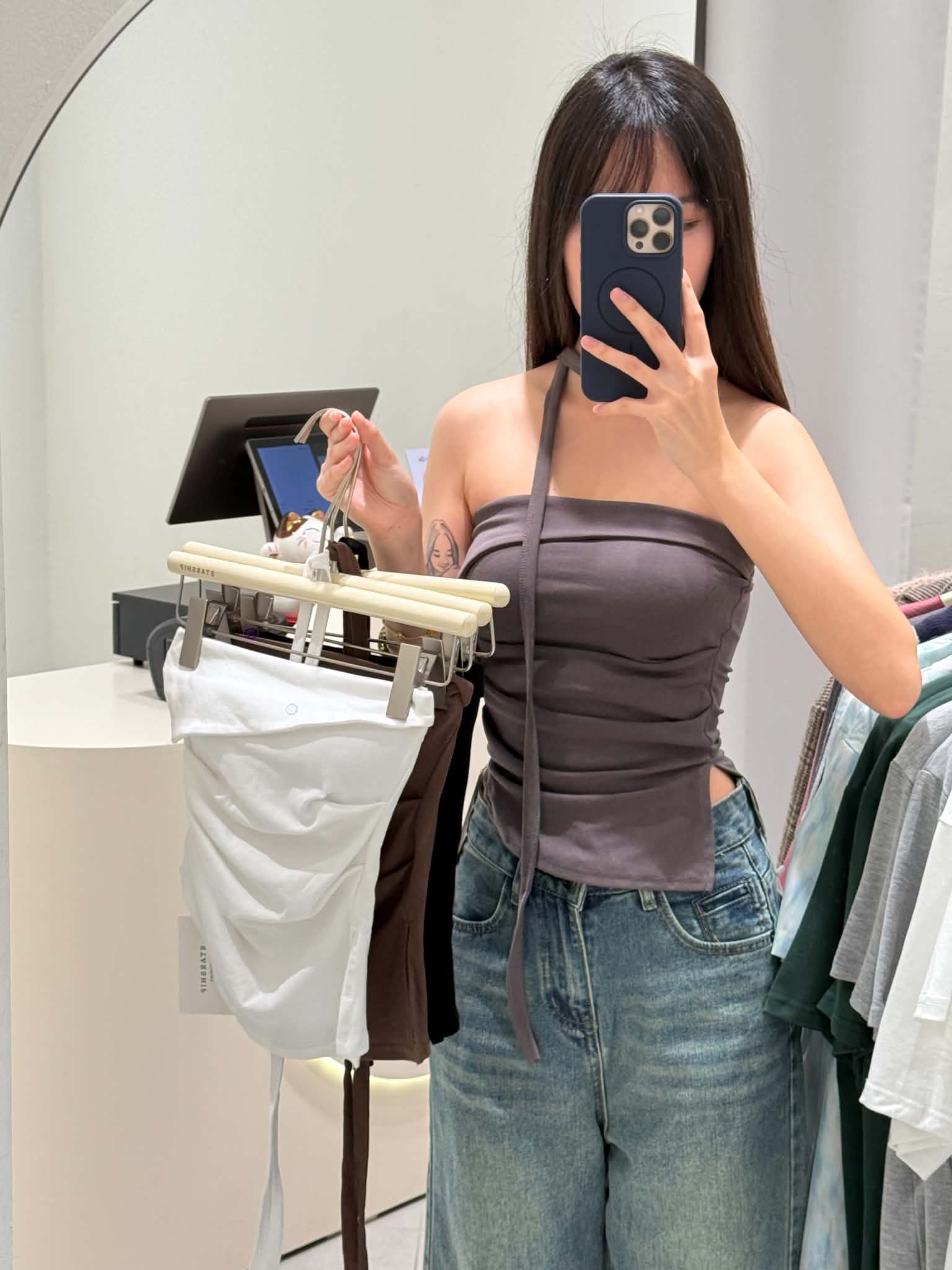 Padded Tube Top with Necktie