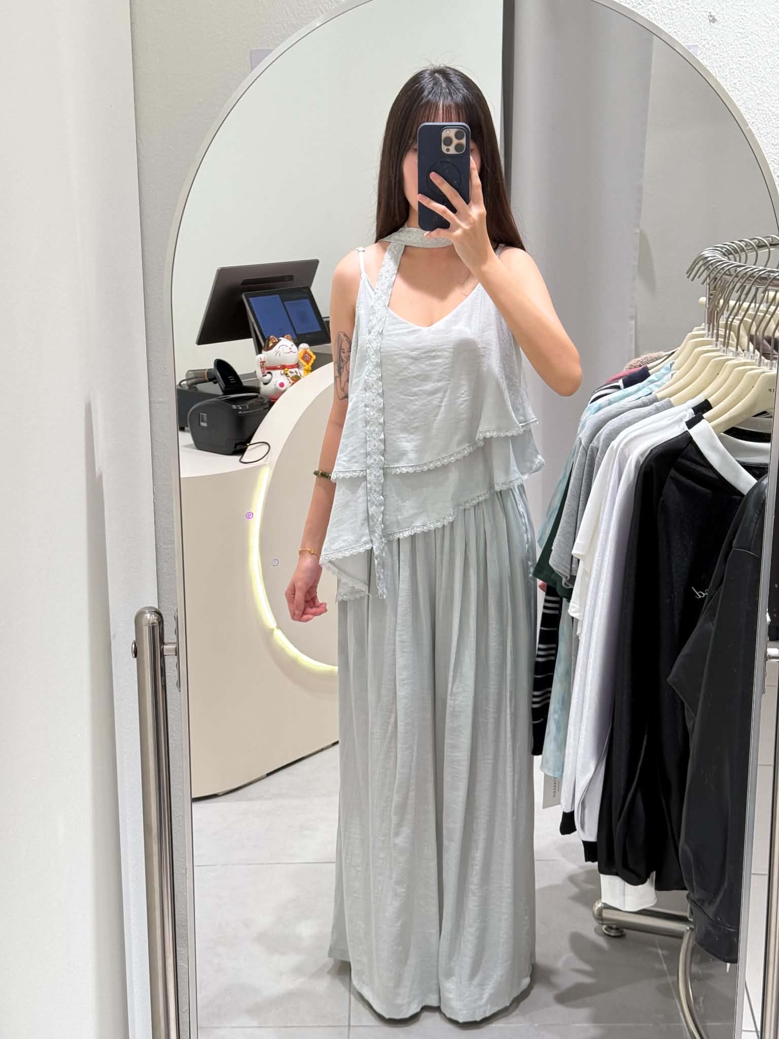 Sleeveless Flare Blouse & Long Pants Set