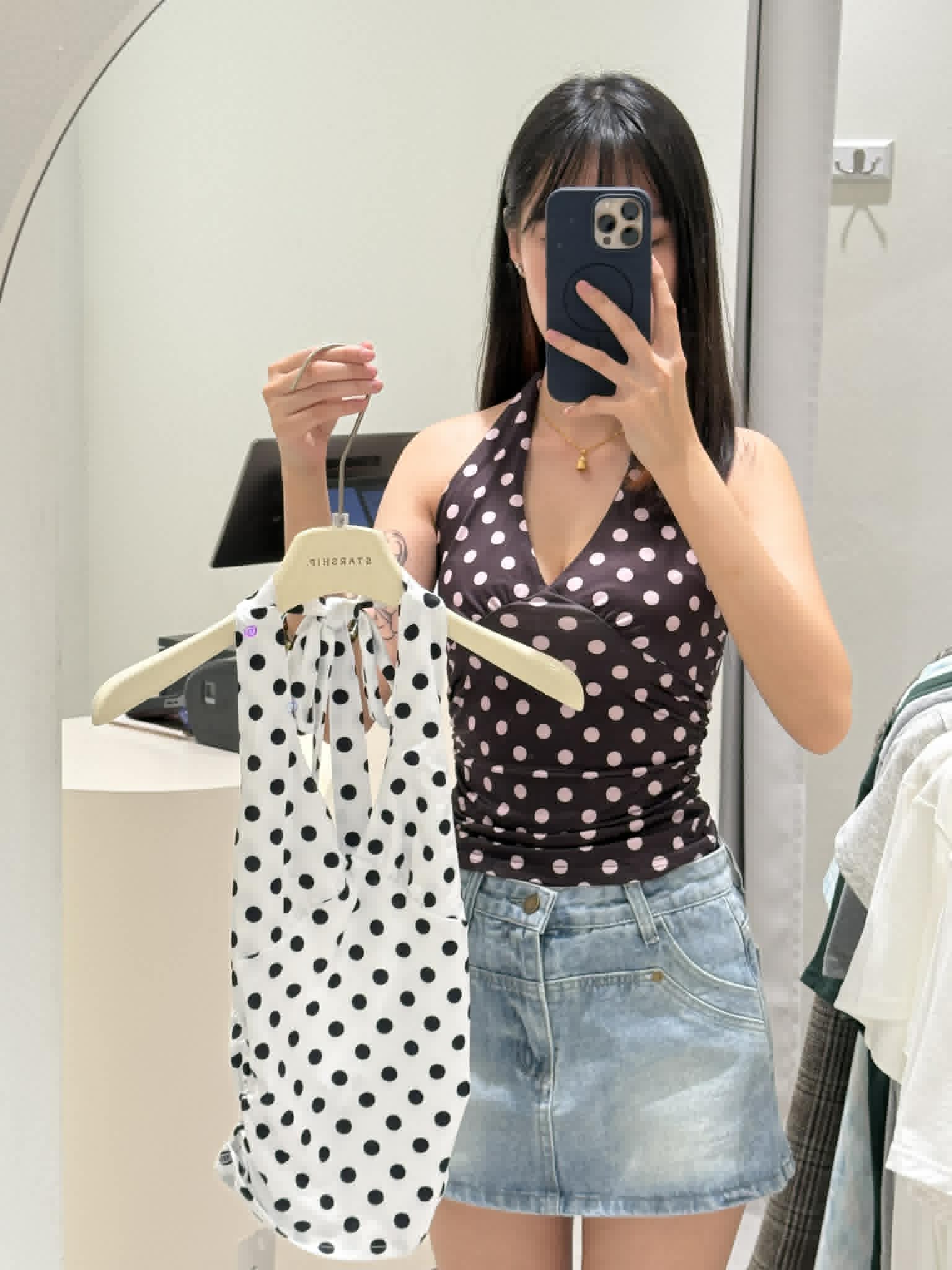 Polka-Dot Halter Neck Top