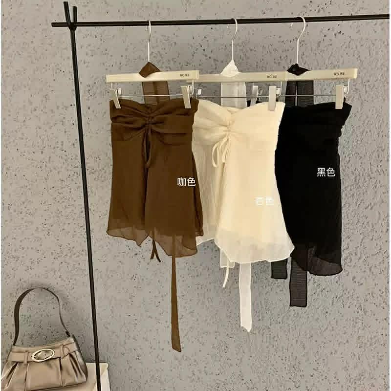 Mesh Tube Top & Neck Tie