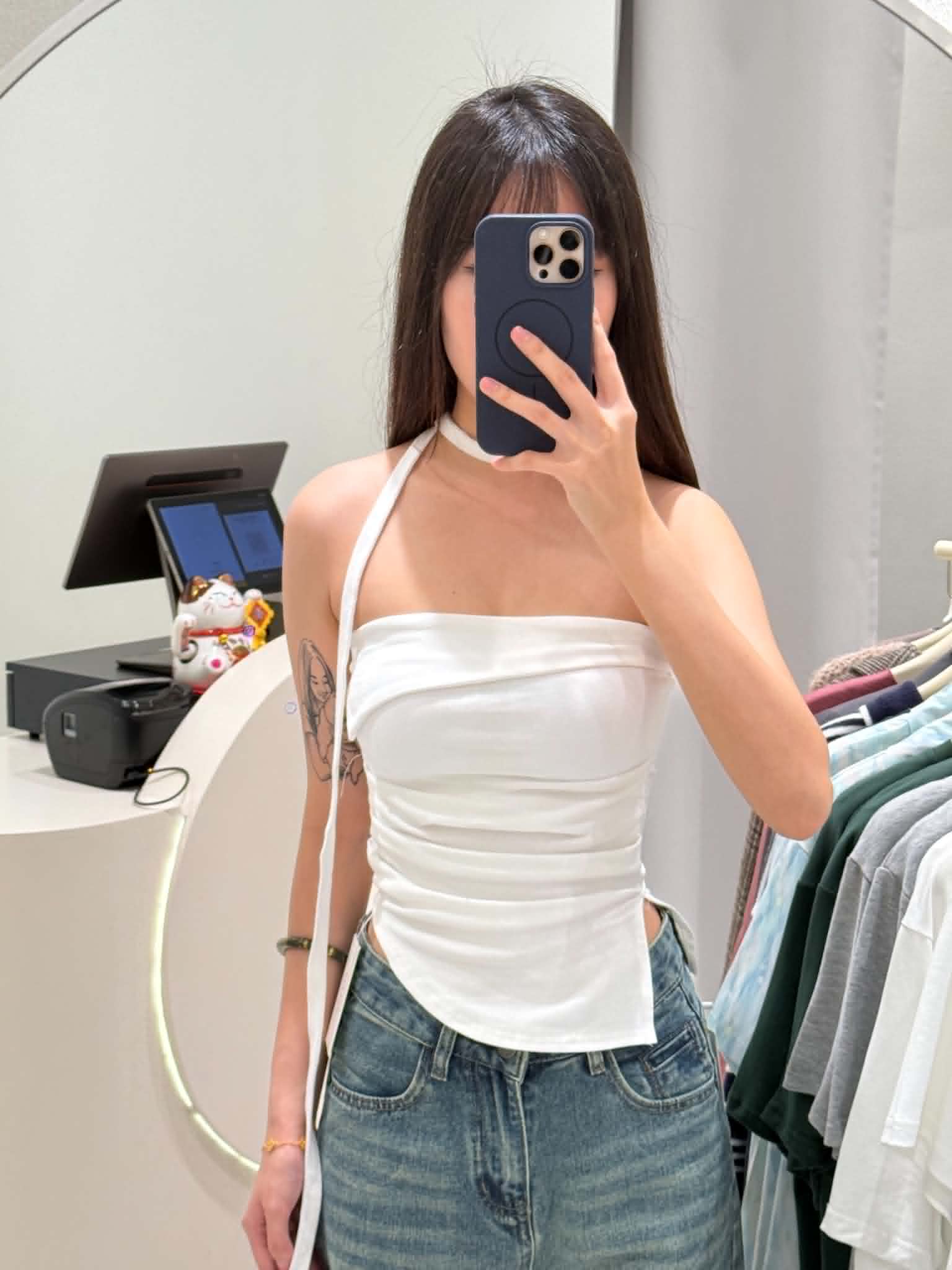 Padded Tube Top with Necktie