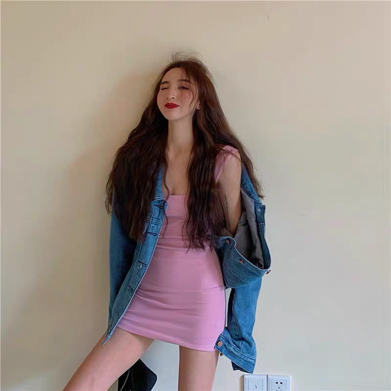 Square neck slim dress