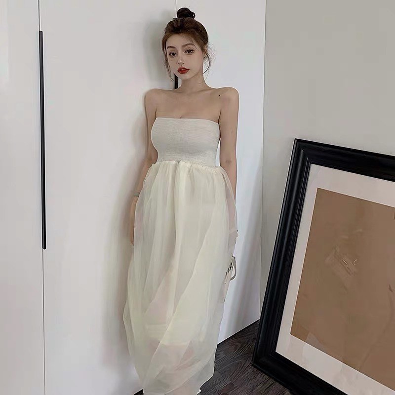 White off shoulder mesh dress