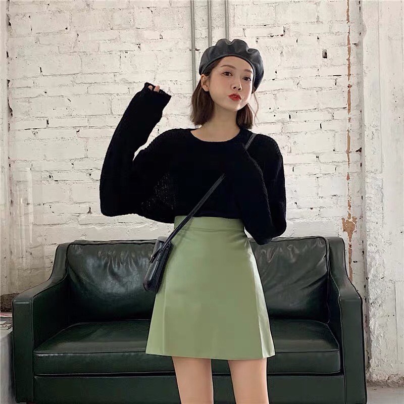 PU High waist skirt