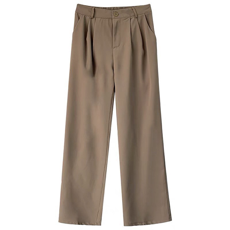 High waist basic straight long pants