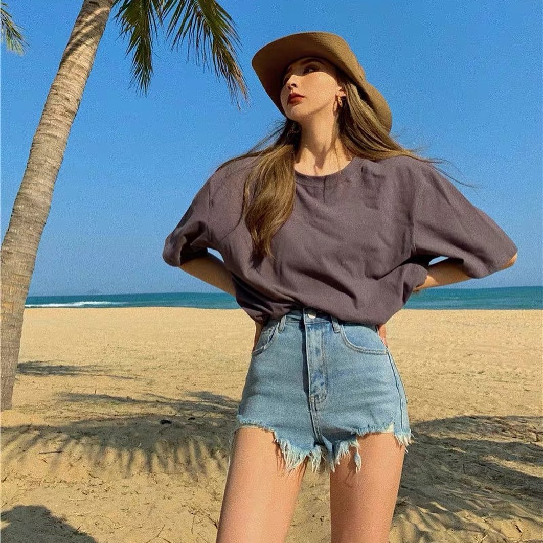 Melissa high waist ripped denim shorts