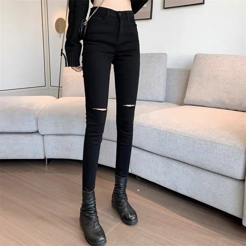 Black high waist ripped pants
