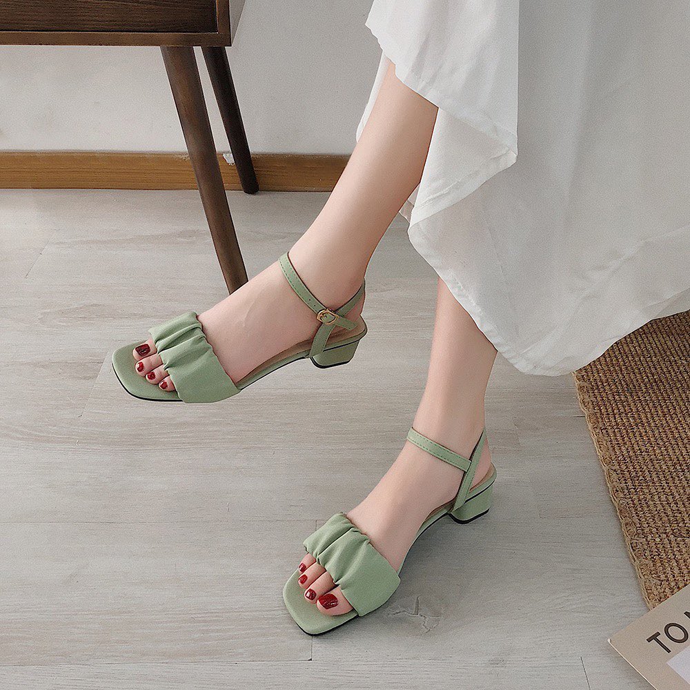 PU casual peep toe heels