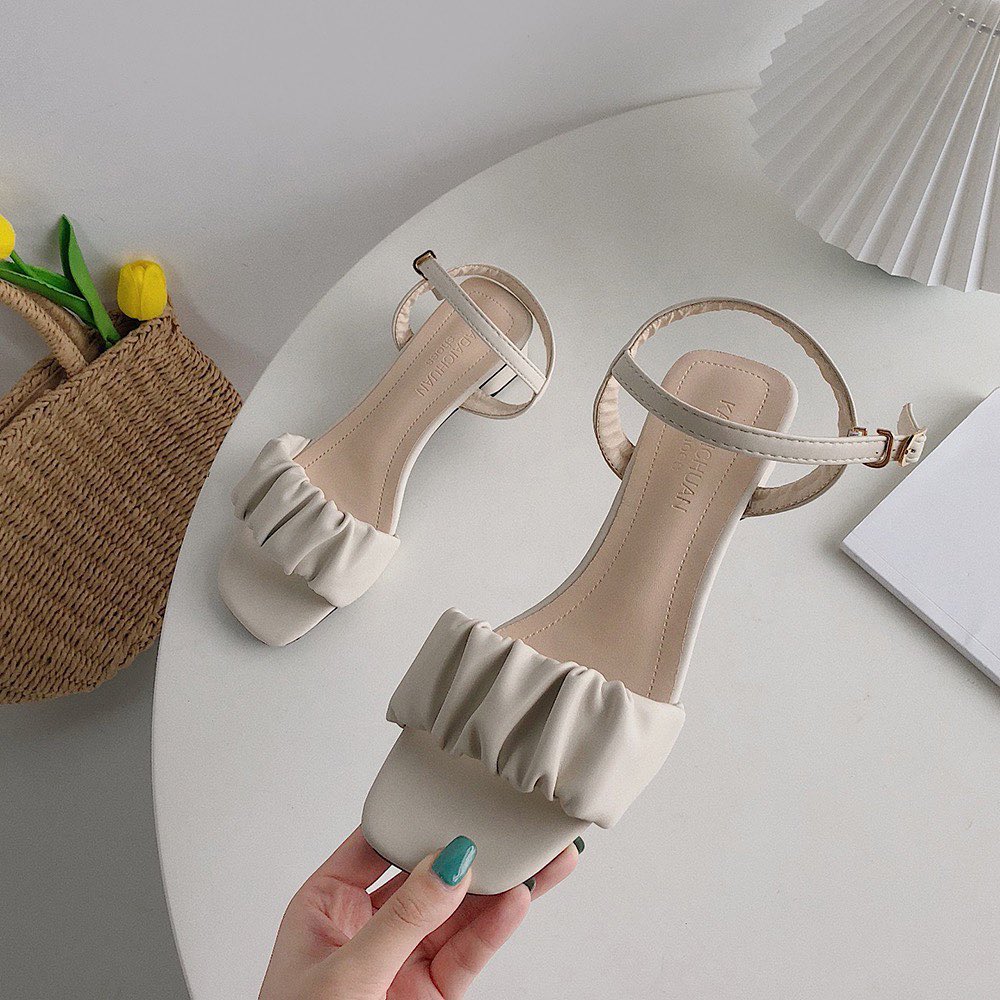 PU casual peep toe heels