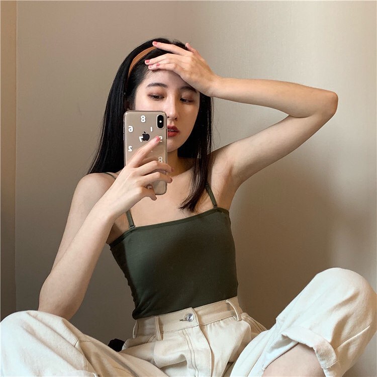 Adjustable stripes padded singlet 