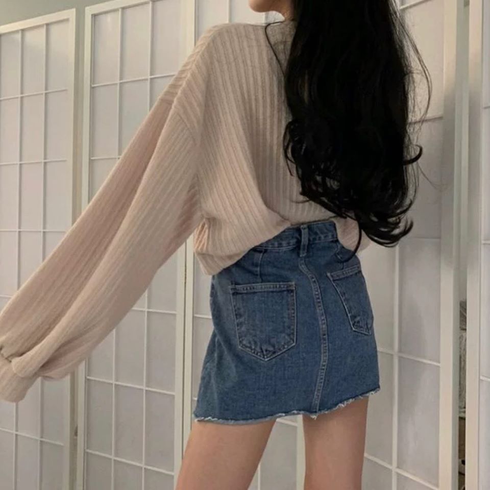 V neck knitwear blouse
