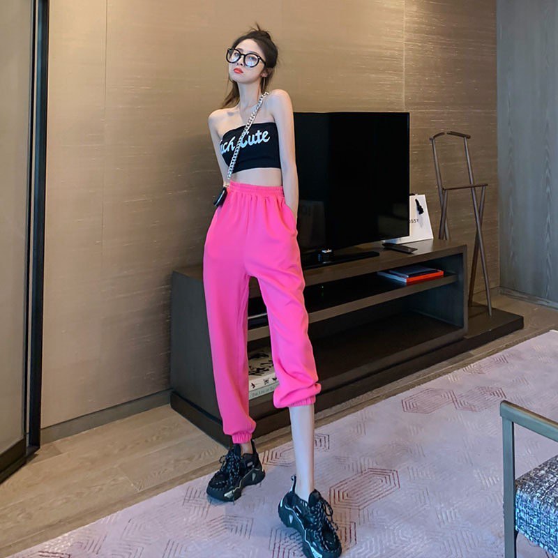 Plain high waist stretchable pants