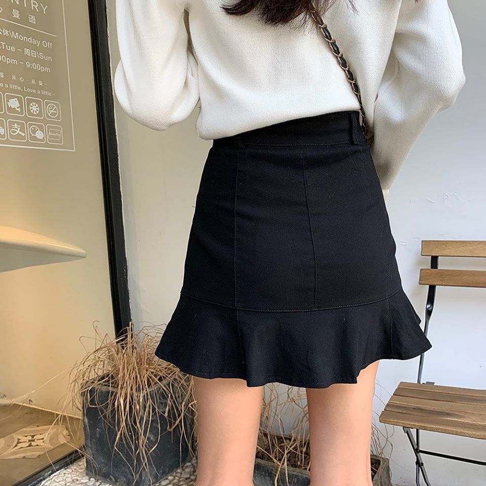 High waist flare bottom skirt