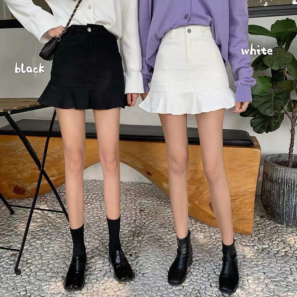 High waist flare bottom skirt