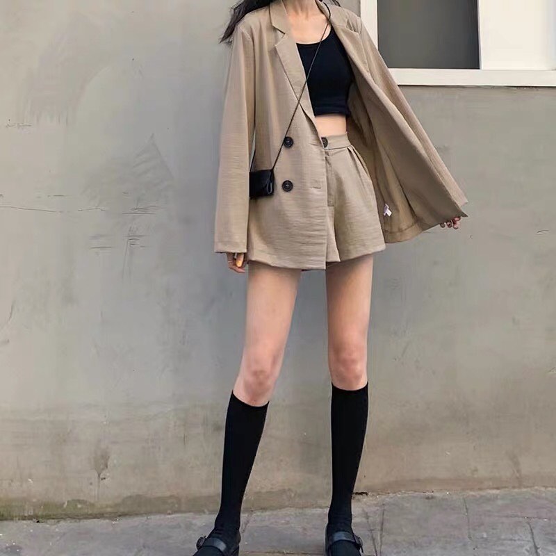 Khaki blazer set wear