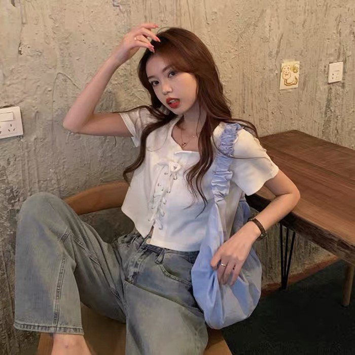 Ribbon short sleeve top