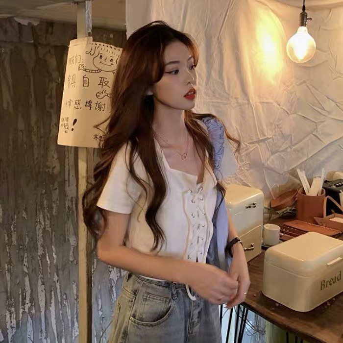 Ribbon short sleeve top