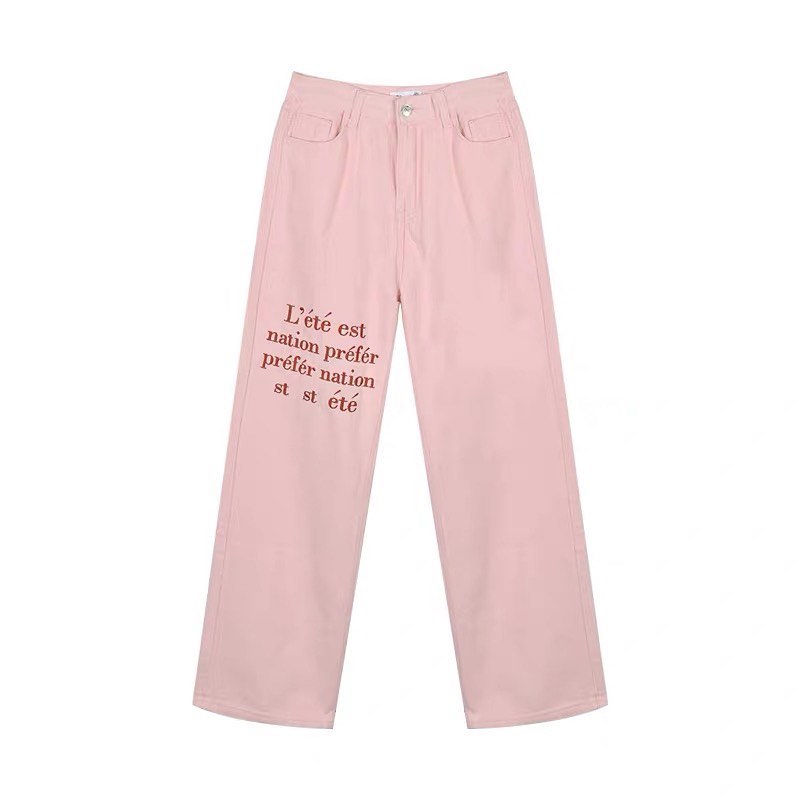 Pink high waist wide leg pants
