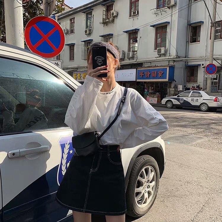 High waist A line skirt