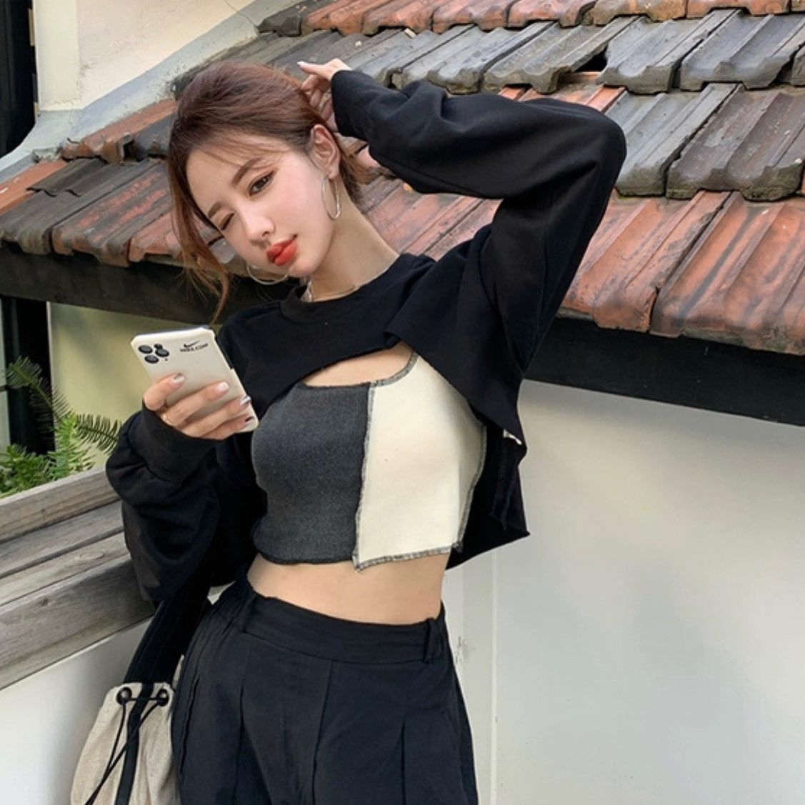 Long sleeve outer & singlet set