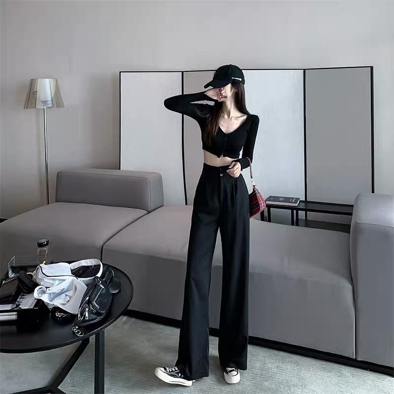 Double button high waist trouser