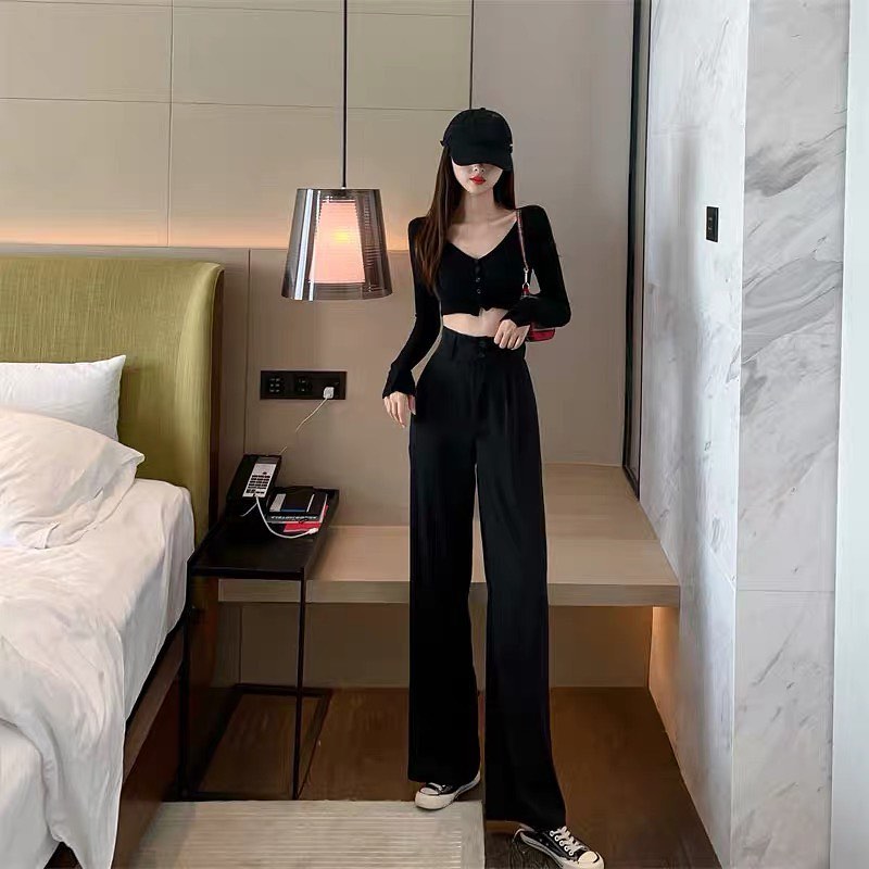 Double button high waist trouser