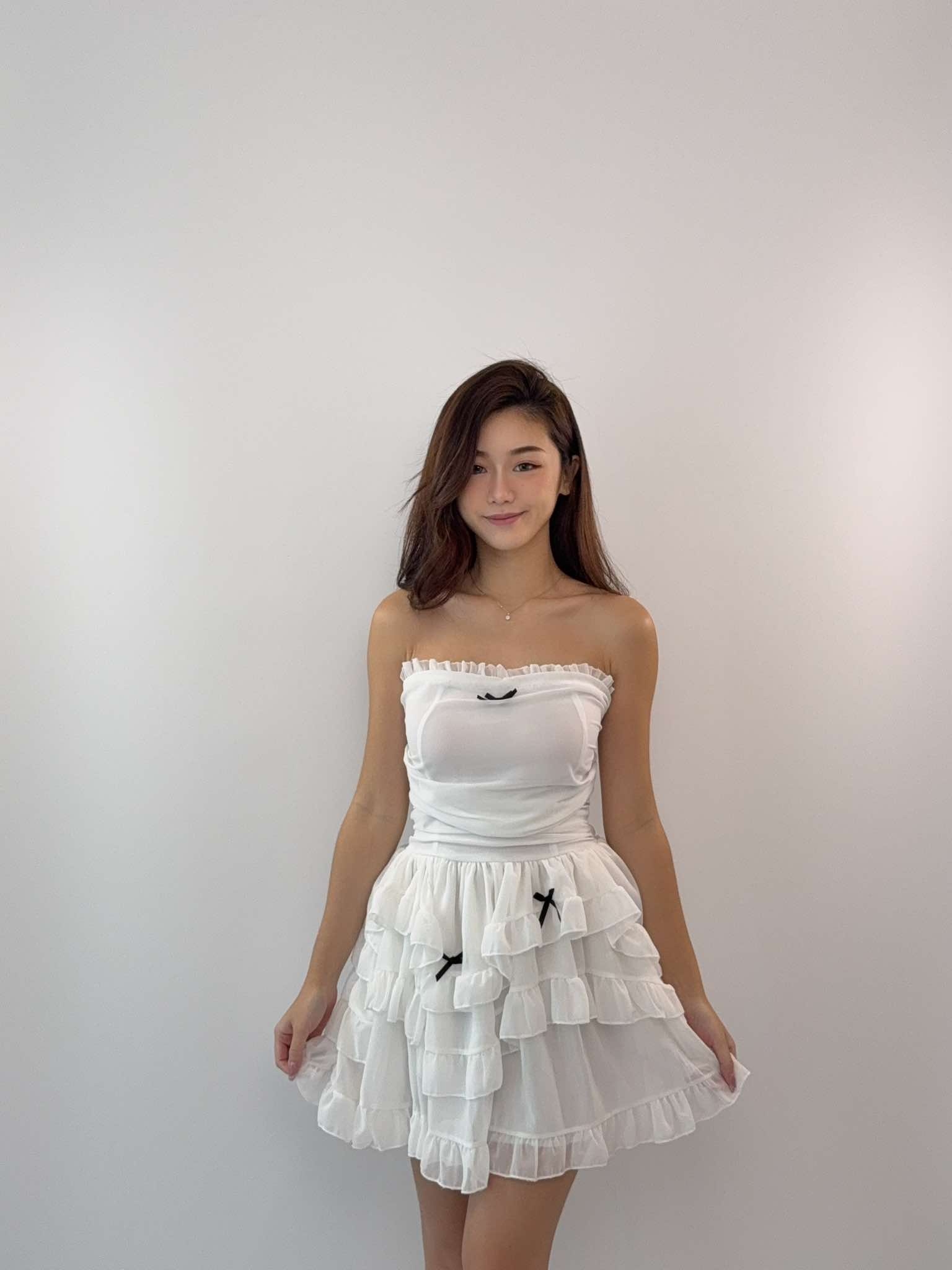 Mesh Puffy Tube Dress