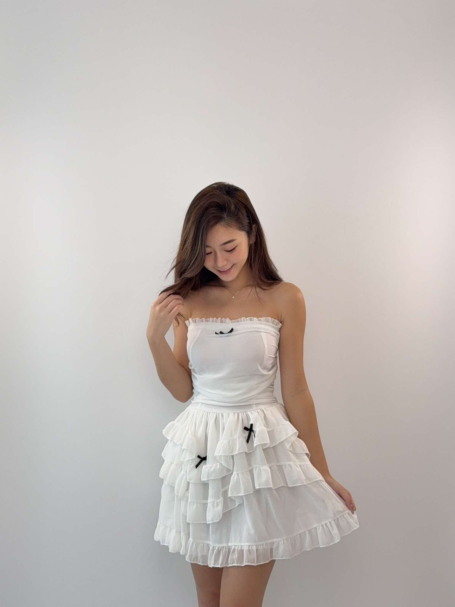 Mesh Puffy Tube Dress