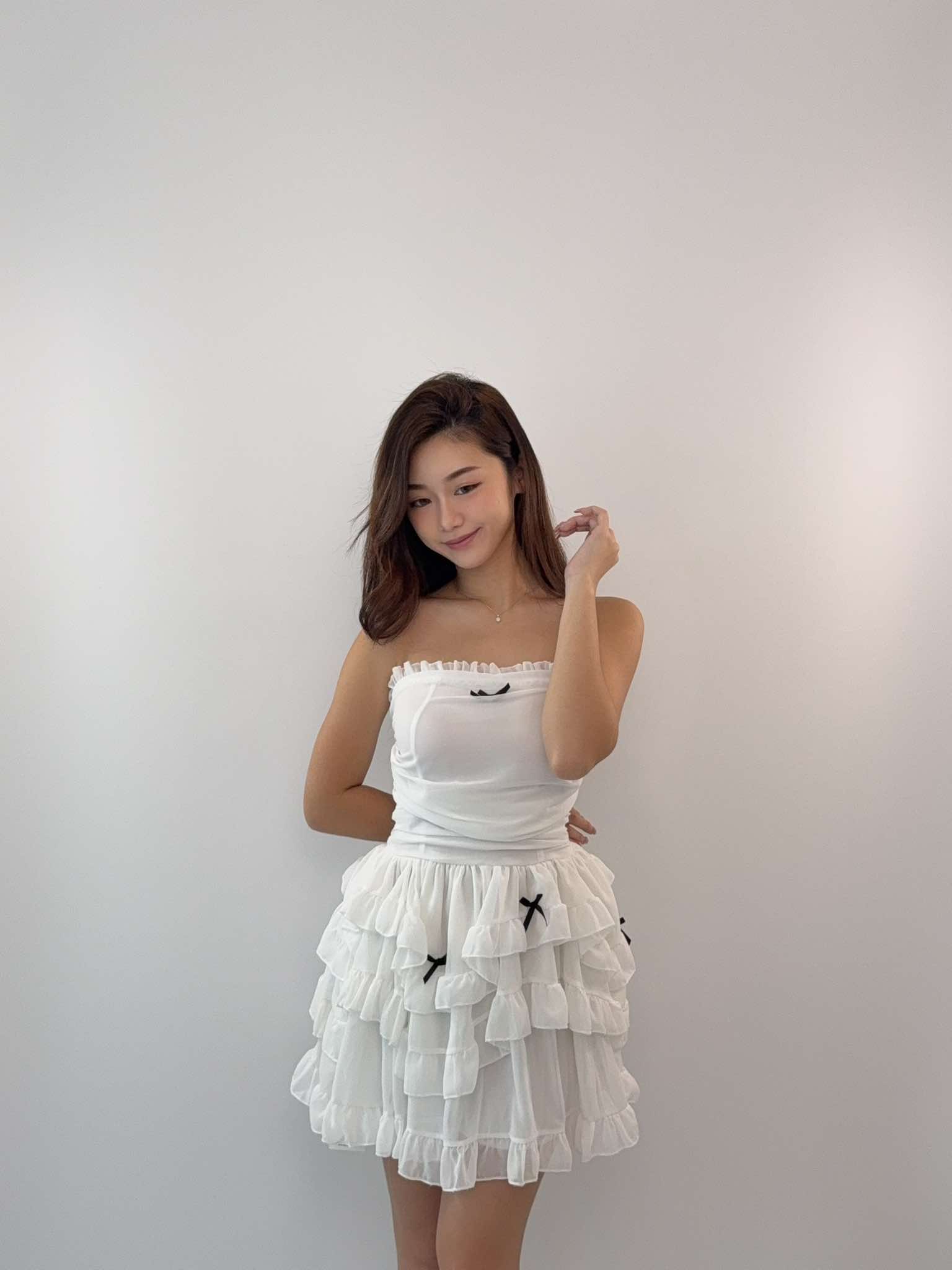 Mesh Puffy Tube Dress