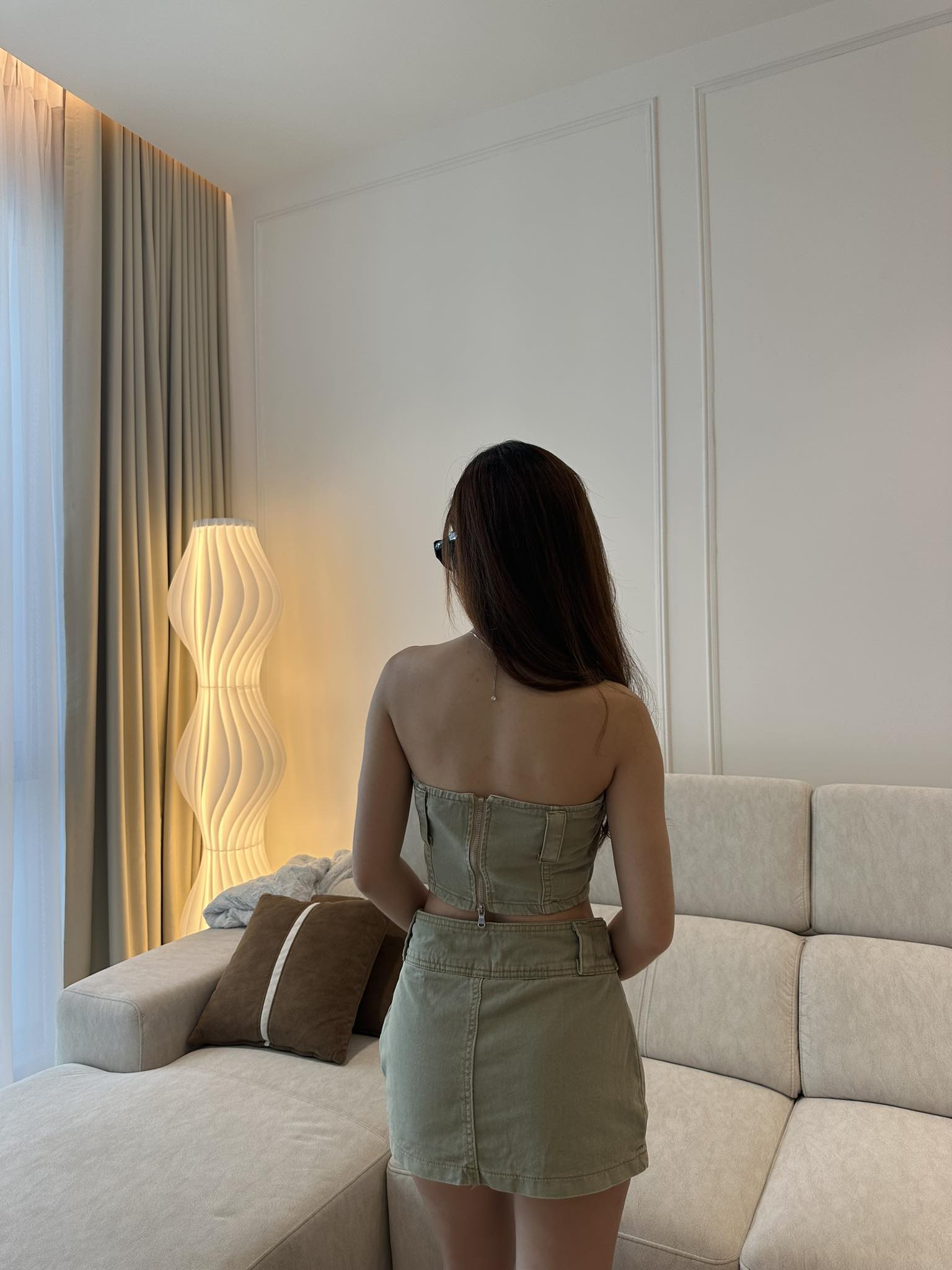 Denim Tube Top & Denim Skirt Set