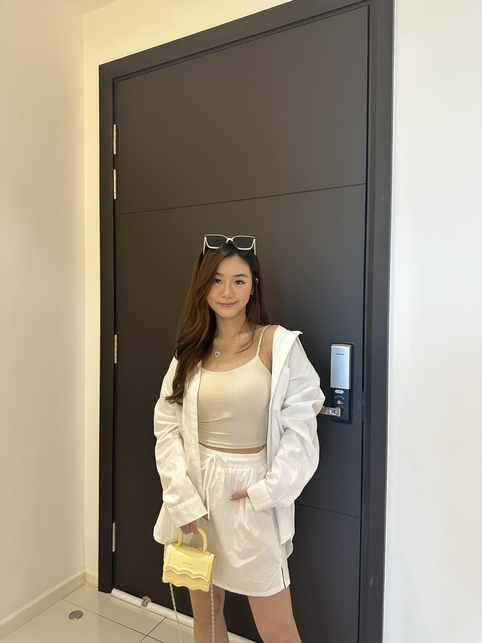 White Outer Shirt & Skirt Set