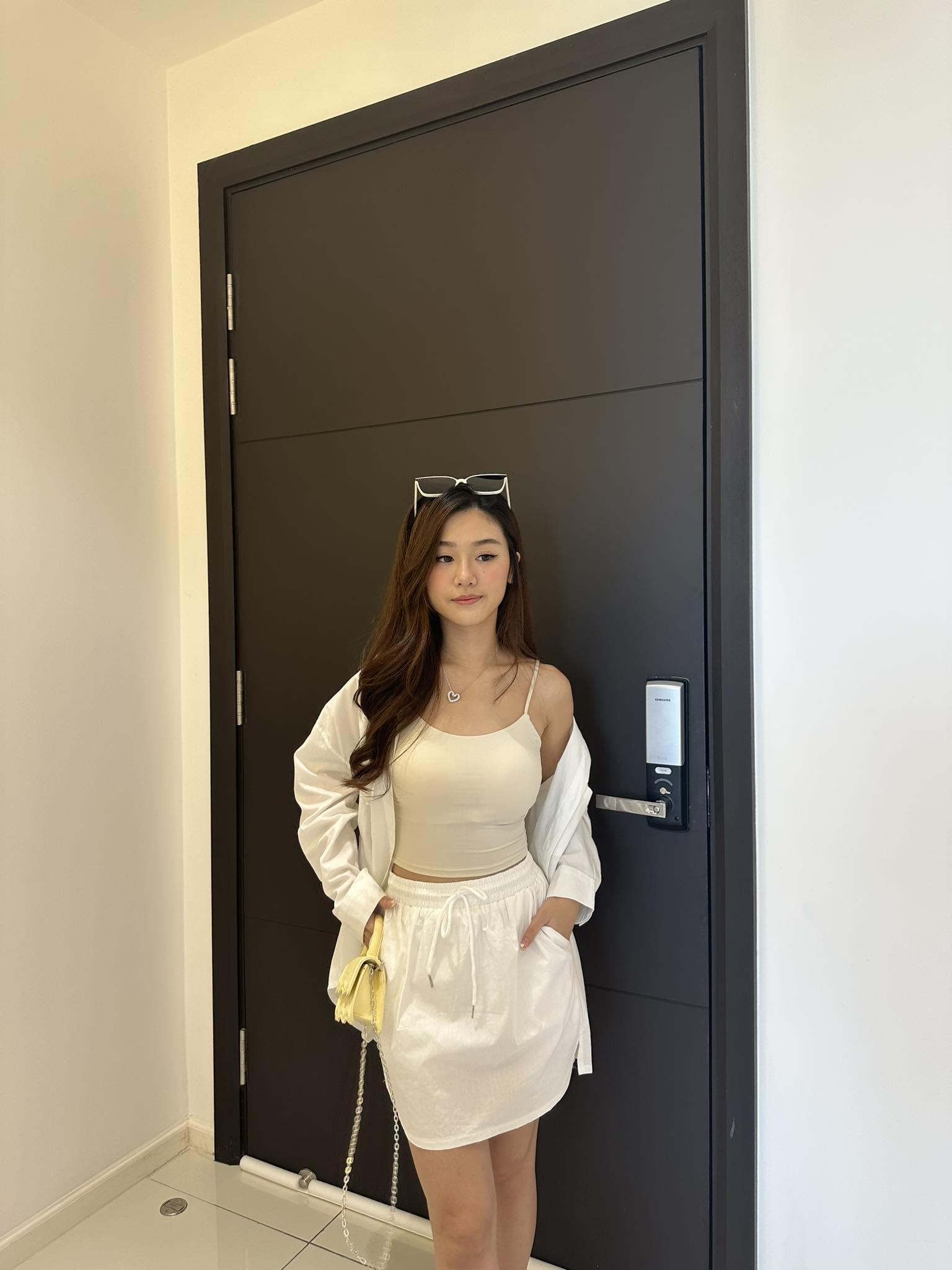 White Outer Shirt & Skirt Set