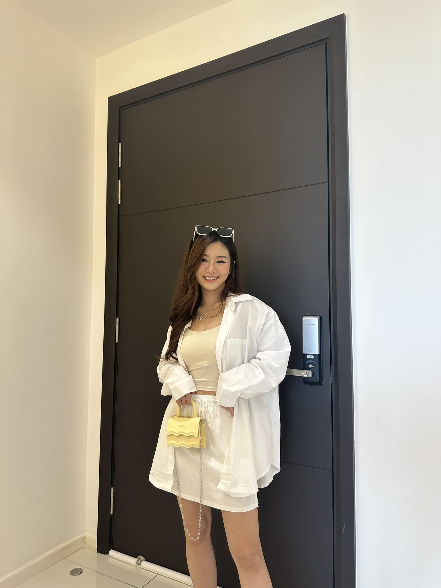 White Outer Shirt & Skirt Set