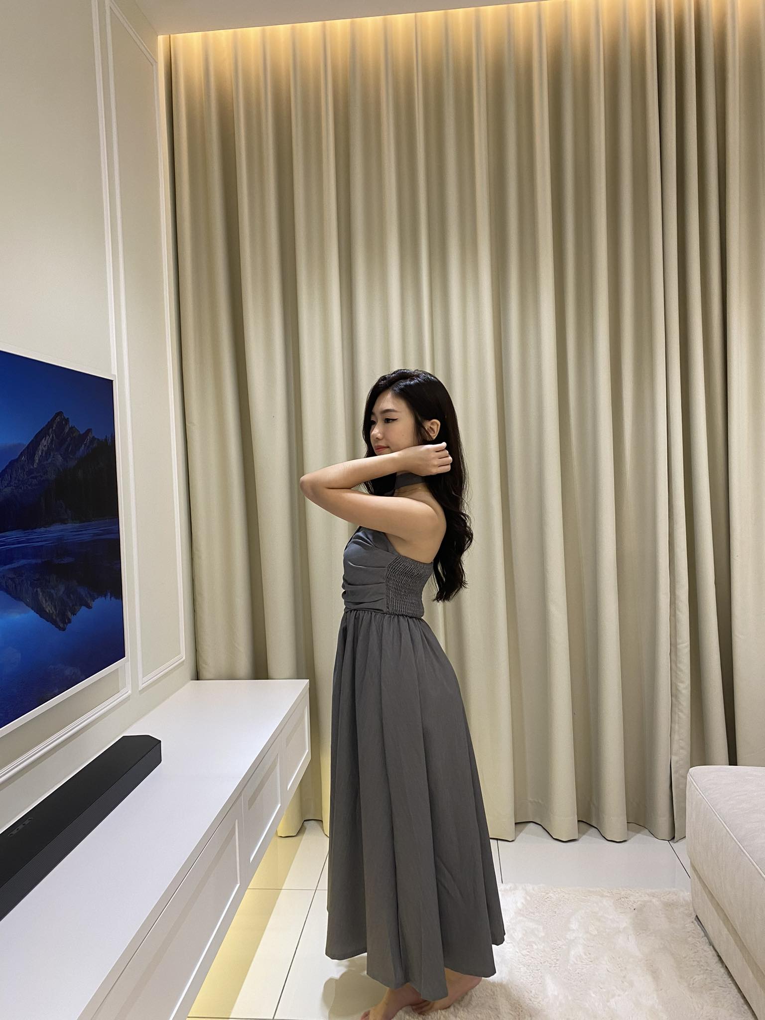 Grey Tube Maxi Dress w/ Scarf