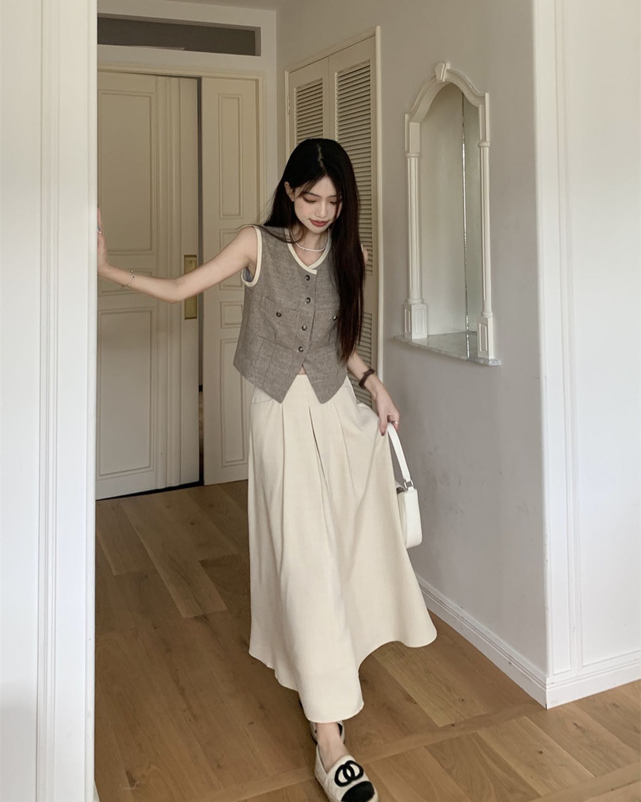 Tweed Vest & Maxi Skirt Set