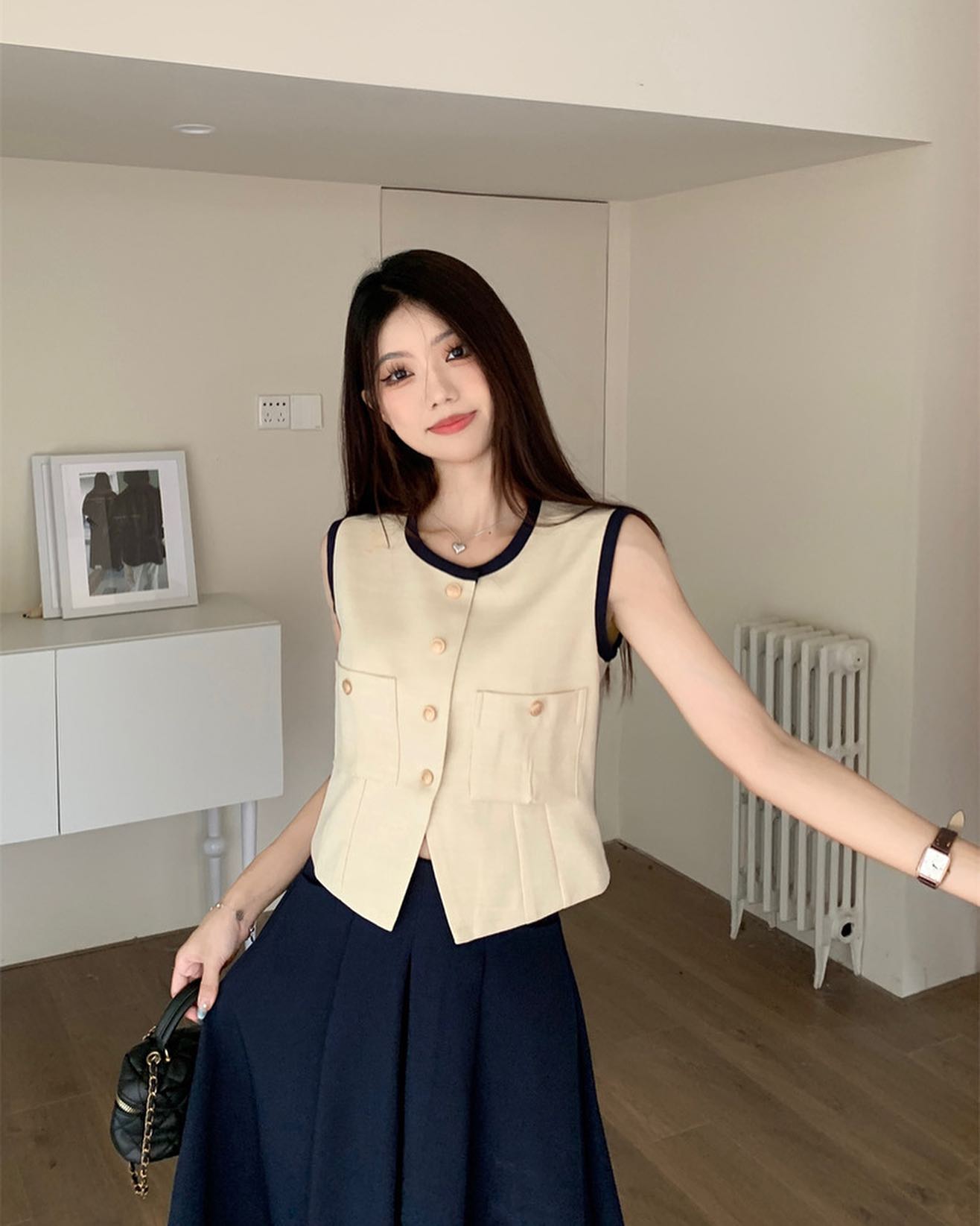 Tweed Vest & Maxi Skirt Set