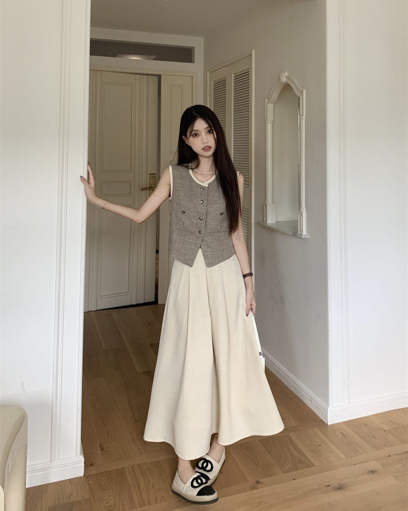 Tweed Vest & Maxi Skirt Set