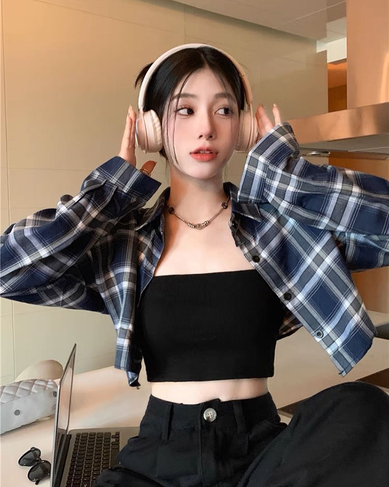 Checkered Crop Shirt