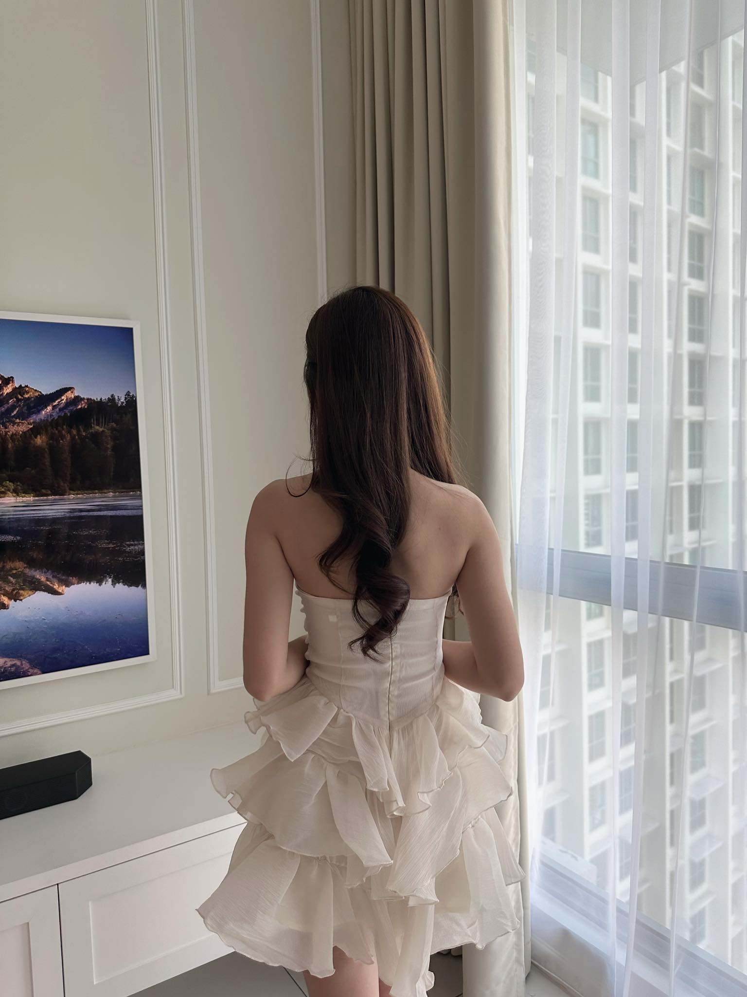 Mesh Tube Dress w/ Neck Scarf