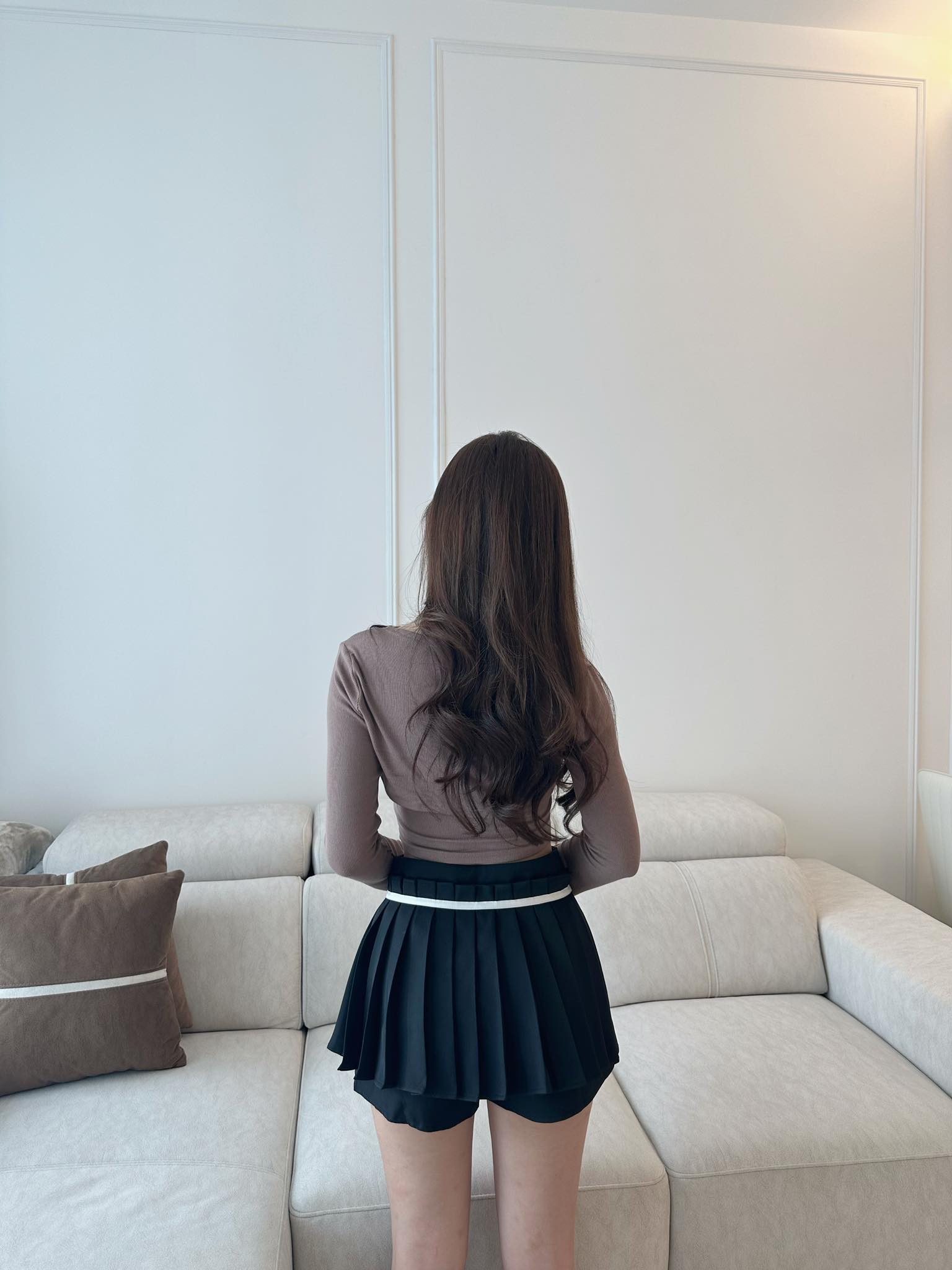 Long Sleeve Tube Top & High Waist Ribbon Skirt Set