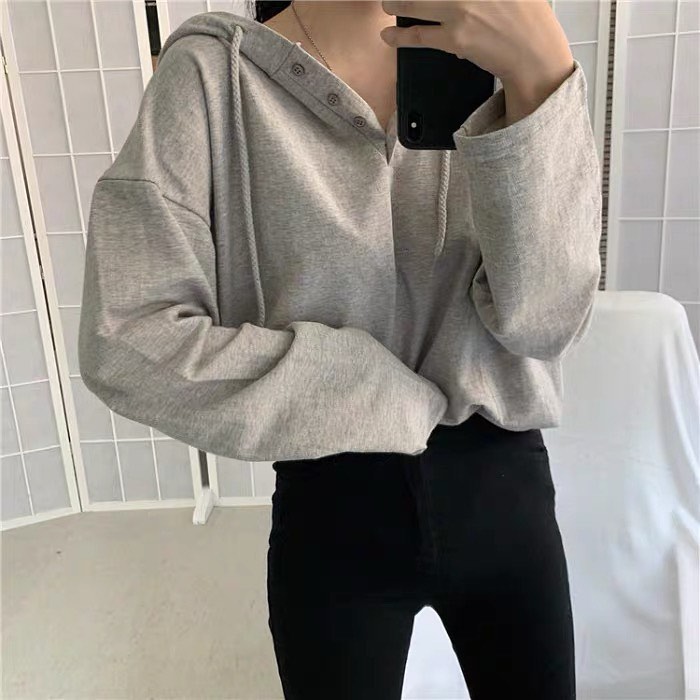 Hoodie long sleeve blouse