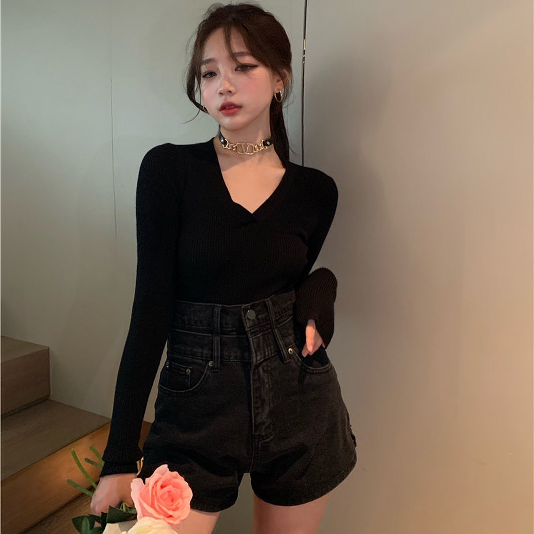 High waist denim shorts