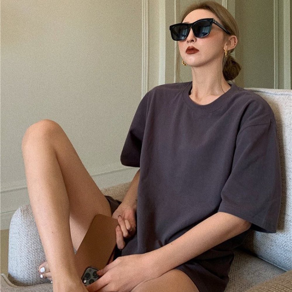 Oversized basic round neck T-shirt