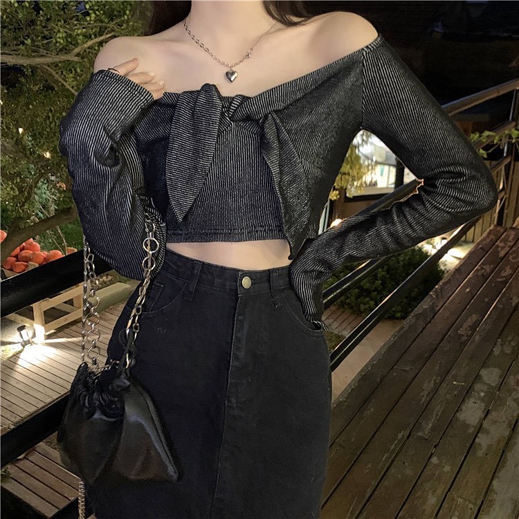 Off shoulder ribbon blouse