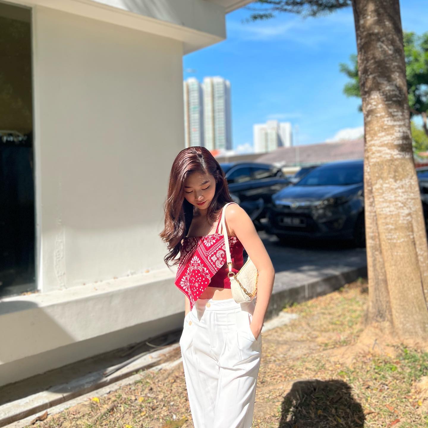 Red boho sleeveless crop top
