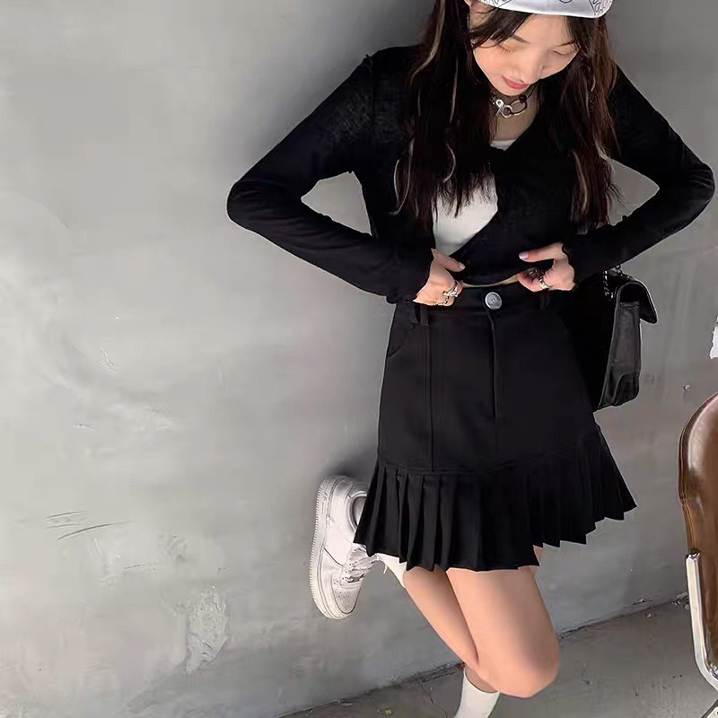 High waist pleated A line tennis skirt