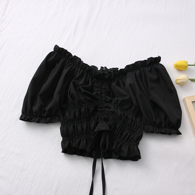 Short sleeve off shoulder ruffle blouse (CNY2108)